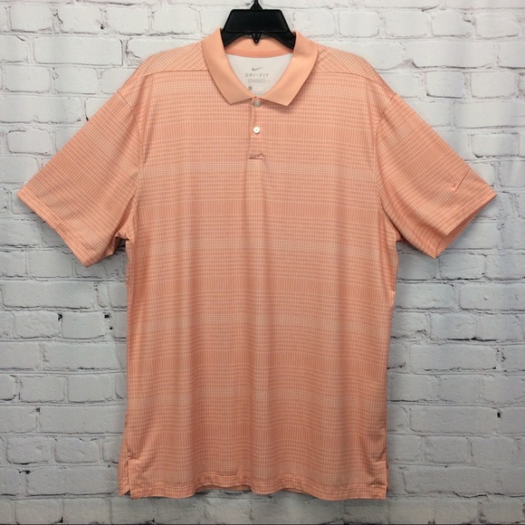 Nike Other - Nike Dri-Fit Golf Polo Men’s Sz L Athleisure Standard Fit Peach Geometric Swoosh